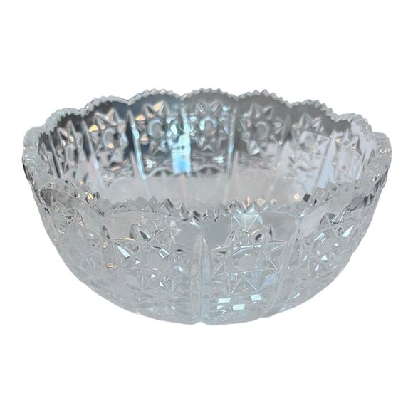 Vintage Crystal Clear Glass Bowl Cut Glass- 6" across x 2 1/2"H - Picture 1 of 8
